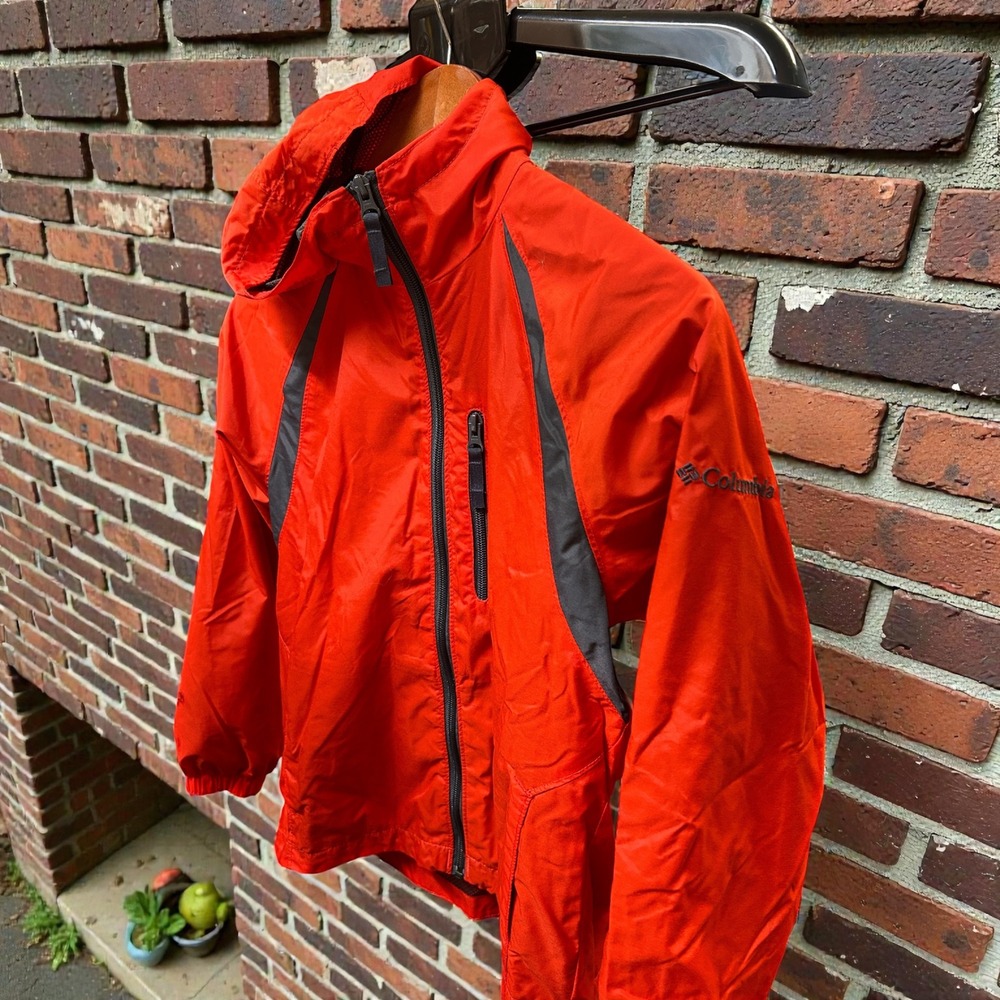 Kids Columbia Sportswear Orange Hooded Lightweight Jacket Size 10 12